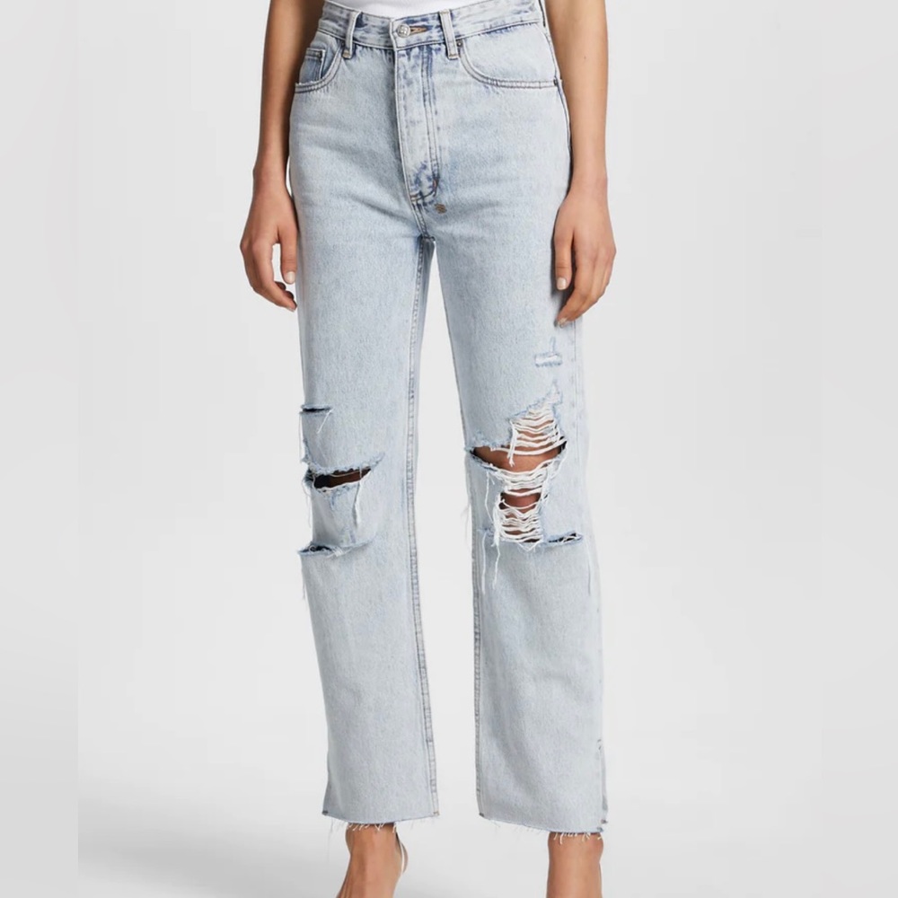 ksubi women’s mid high rise relaxed straight leg brooklyn jeans